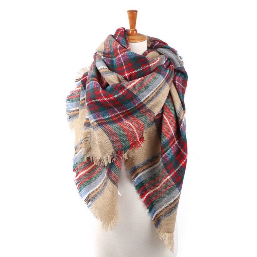 ๐ฅ SALE Classic Tartan Plush Plaid Blanket Scarf - Picture 7 of 8